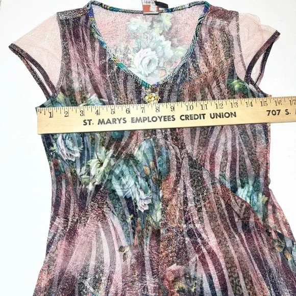 Anac Kimi Y2K Long Babydoll Top Indie Asymmetric Ethereal Fairy Festival Mesh - Picture 10 of 12